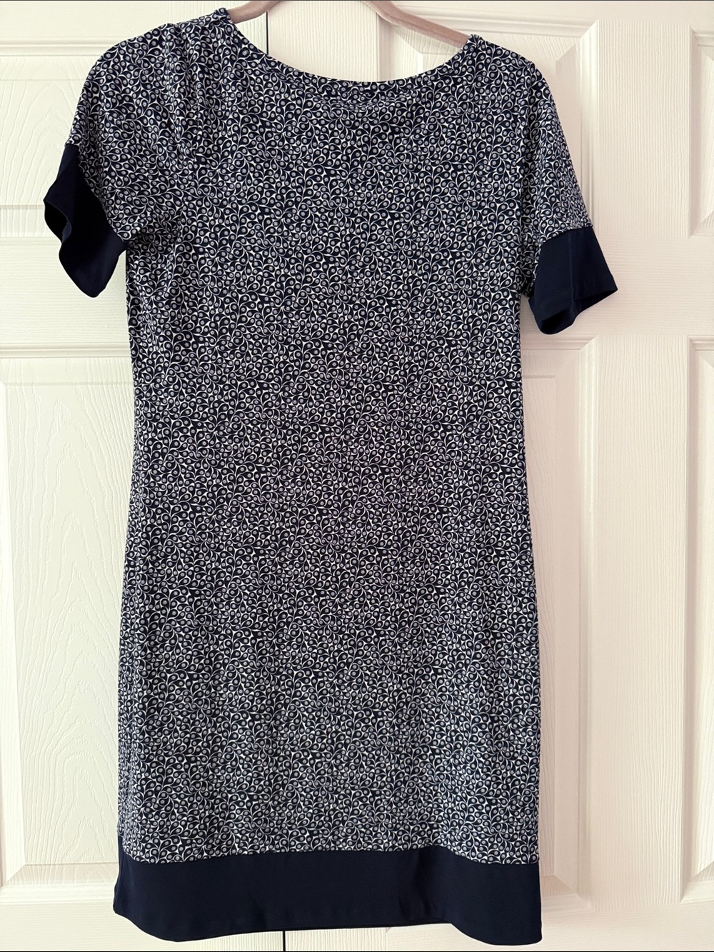 Michael Kors Navy and White Short Sleeve Shift Dress
